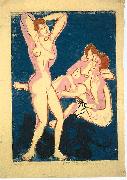 Ernst Ludwig Kirchner Three nudes and reclining man oil on canvas